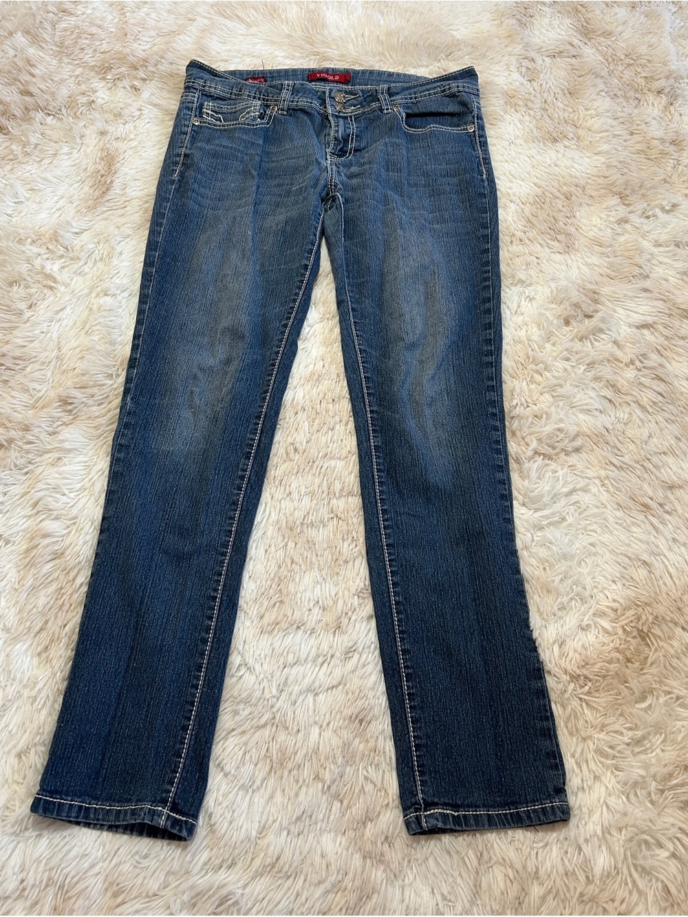 Vigold Medium-Dark Blue Straight Leg Jeans, Size 7/8